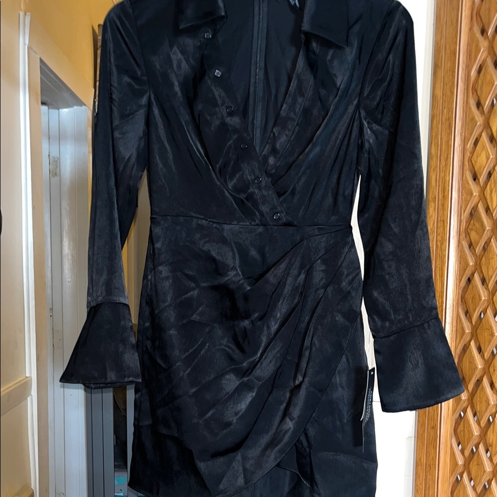 NWT Adrianna Papell Elegant Black Wrap Dress